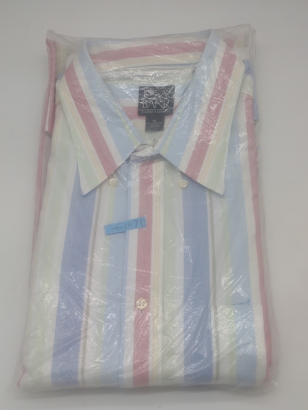 Vintage Jos A Banks Pastel Striped Button Up Cotton 90s Travelers Collection